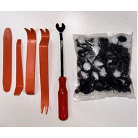 5 Piece Trim Tool Kit and 100 Assorted Trim Clips