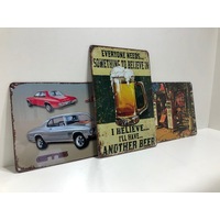  3 Pack - Assorted Metal Signs - 20cm x 30cm