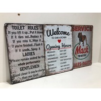 3 Pack - Assorted Metal Signs - 20cm x 30cm