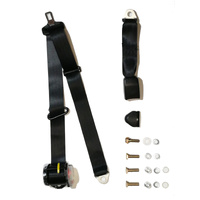  Retractable Seat Belt 40-90 On Pillar 3.2M + 275mm Fixed Webbing Buckle Right Hand - Grey Webbing