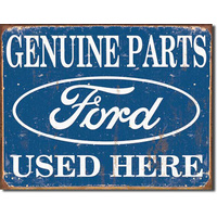 SUITS Ford Parts "Used Here"  Large Metal Tin Sign 31.7cm X 40.6cm Genuine American Made