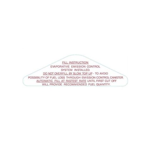 Fuel Filler Door Filling Instructions Decal for Holden HQ-WB Torana LH-UC