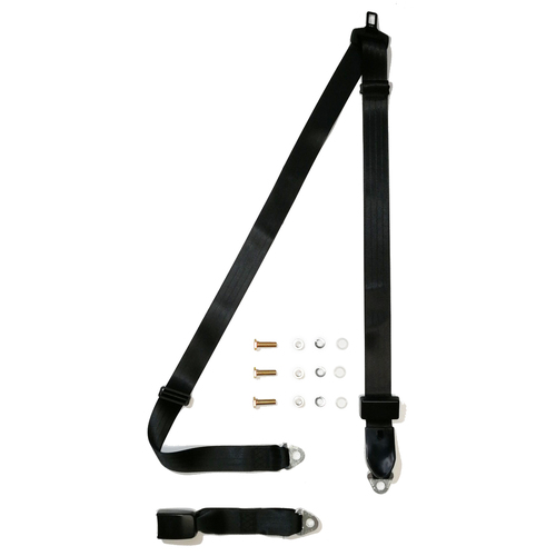 Grey Seat Belt Non Retractable Lap Sash 2.0 Metres Length with 275mm Web Buckle - Grey in Colour