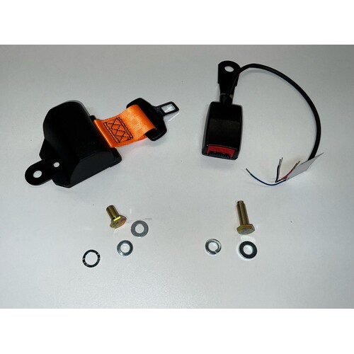 Industrial 2" Automatic Locking Rectractor (ALR) Lap Belt + Stem Buckles 135mm Electric - Fluro Orange