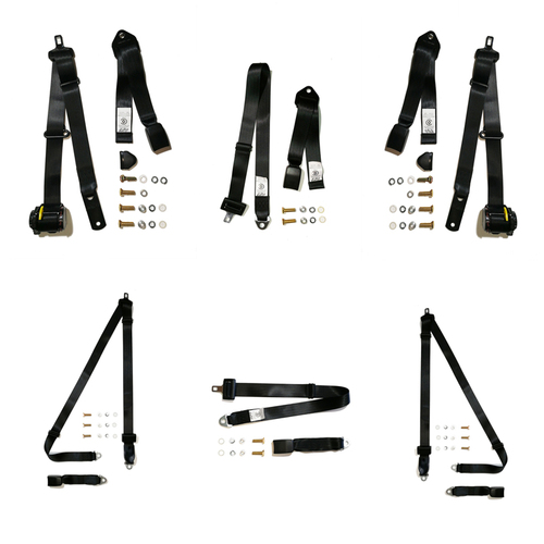 Complete Bench Seat Belt Kit to suit Holden HQ Kingswood Sedan 1970-74 - Set of 6